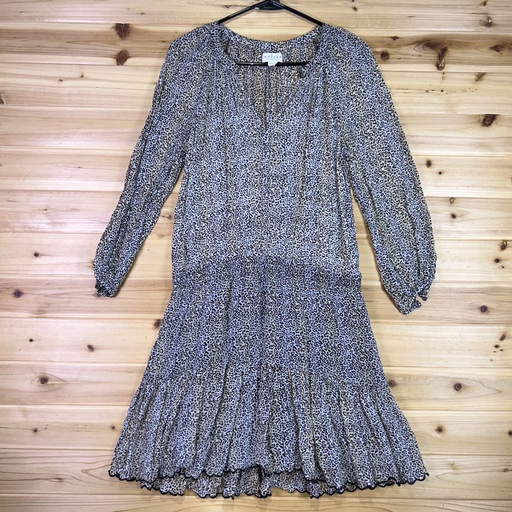 Velvet Graham & Spencer Dress Womens Medium Leopard Print Sheer Top Lined Skirt